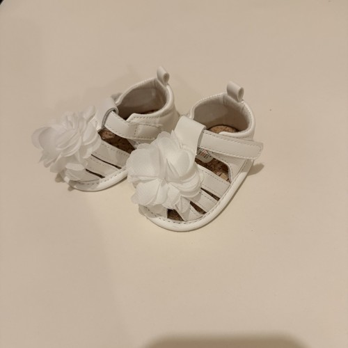White baby girl floral sandals - girl,