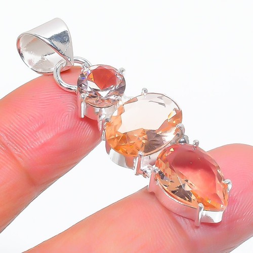 Peach morganite gemstone - gemstone, 925