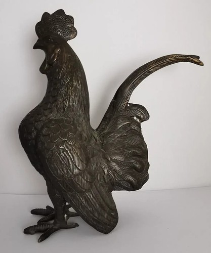 Large vintage bronze cockerel - large,