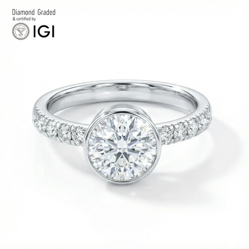 Round diamond engagement - diamond,