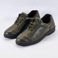Free-Step By Grosby Leather Lace-Up Shoes Casual Flats Olive Green Size UK 4