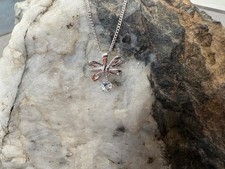 Clogau Welsh Silver & 9ct Rose Gold Bow Circle Pendant 22" Wales Sterling 925