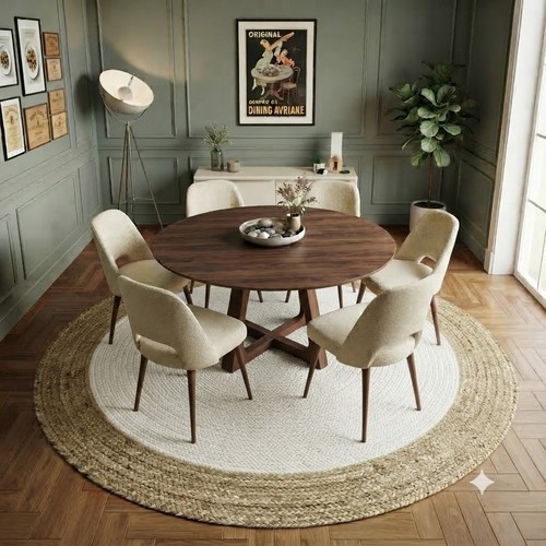 Round jute rug natural - jute, braided