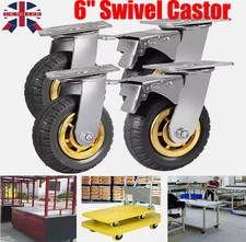 4X Heavy Duty 150mm 1000KG Rubber Swivel Castor Wheels Trolley Furniture Caster
