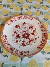 Antique Wedgwood England Cake Plate Orange Floral With Stamped Old.
