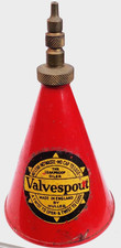 Vintage Oil Can Valvespout Red Conical Patent Shaped Adverting Oil Can. 4 1/4"