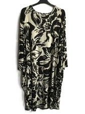 Cocoon balloon dress black ivory onesize plus APRX 20 22 24 Pit-Pit 25.5"