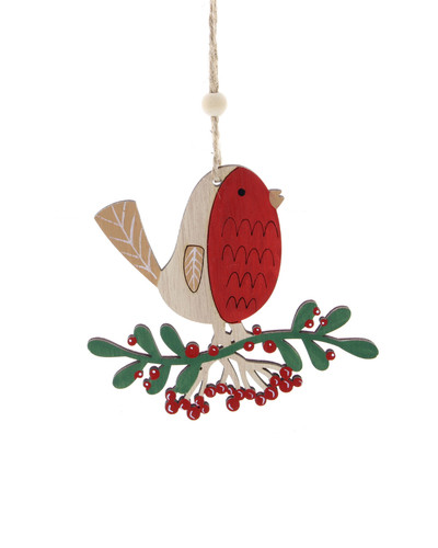 Robin wooden christmas tree - christmas,