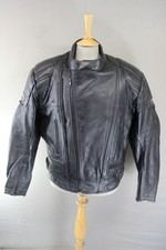 HUNTER CLASS BLACK LEATHER BIKER JACKET WITH REMOVABLE PROTECTORS 46 INCH/XL