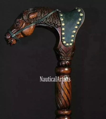 Hand carved horse head handle - carved,