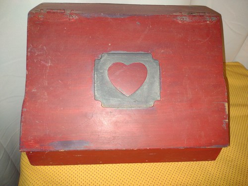 Bread box red wooden - bread,