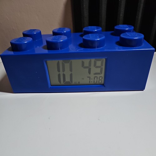 Lego blue 2x4 brick alarm - lego,