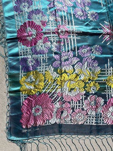 Vintage wwii silk brocade teal - vintage,