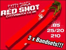 0.85 Catty Shack Red Shot 3 x Catapult Slingshot Band set for 11mm steel 25/20