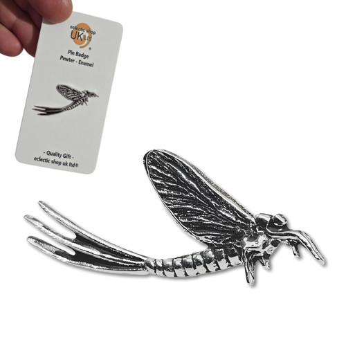 Mayfly pin badge pewter - mayfly,