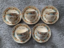 Parrot & Co Coronet Ware C1935 Rare Set Of 5 Cups & Saucers