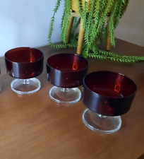 3  Vintage Luminarc France Ruby Red Glass Sundae Dishes Christmas Prawn Cocktail