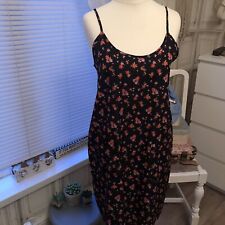 Noisy May Dress Size 6-8 Black Floral Silky Slip Pinafore Bohemian Style Pretty
