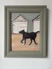 Original Mid Century Modernist Abstract Style Figurative Oil On Board Painting