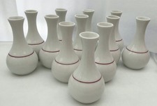 Churchill Hotelware 11 X Flower/ Bud Vases White With Burgundy Line - Porcelain