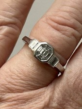 18 Ct White Gold Baguette / Octagon Diamond Ring, Not Scrap, 4.5 Grams, Size N