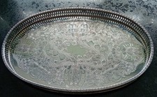 VINTAGE VINERS OF SHEFFIELD ALPHA PLATE CHASED GALLERY TRAY