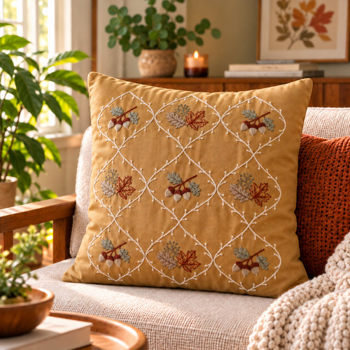 Embroidered cushion cover - cushion,