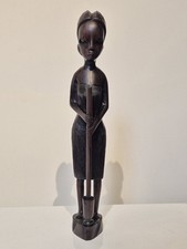  AFRICAN TRIBAL ART CARVED TRIBESWOMAN VINTAGE  12 INCHES HIGH  DECORATIVE ITEM