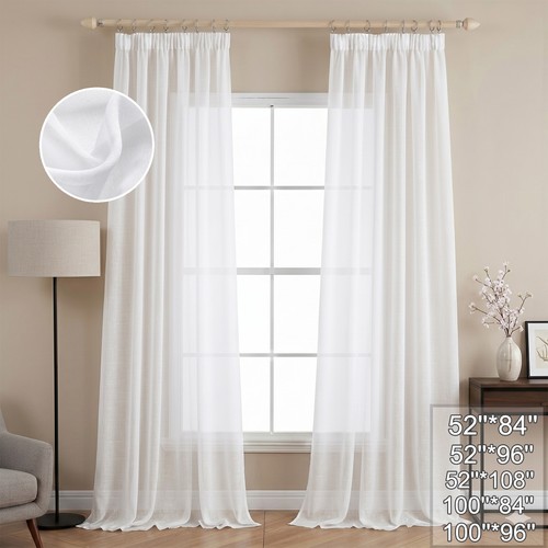 White voile curtains - voile,
