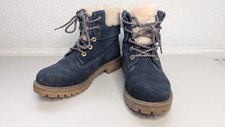 Land Rover Womens Blue Ankle Boots Suede Leather Fleece Lined Boots Size UK 4