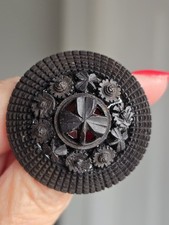 VICTORIAN Era IRISH BOG OAK MOURNING BROOCH