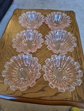 Set of 6 Vintage Pink Pressed Glass Bowls – Depression Glass Style