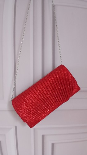 Red glitter evening clutch bag - glitter,