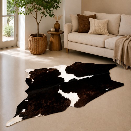 Genuine brown white cowhide - genuine,