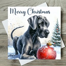 Great Dane Christmas Card Dog Single or Pack of 4 Cards