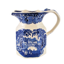 Vintage Masons Ironstone Large Blue Vista Jug  1300ml 2½  Pint Blue & White
