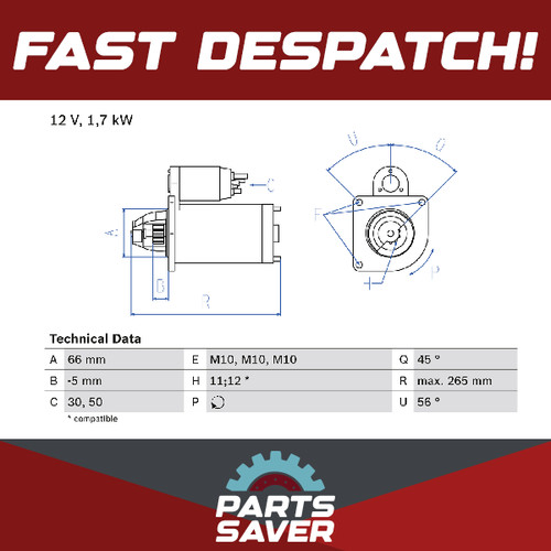 Starter motor fits citroen - starter,