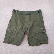 Superdry Mens Shorts 32 Green Cargo Field Utility Pockets Military Combat Belted