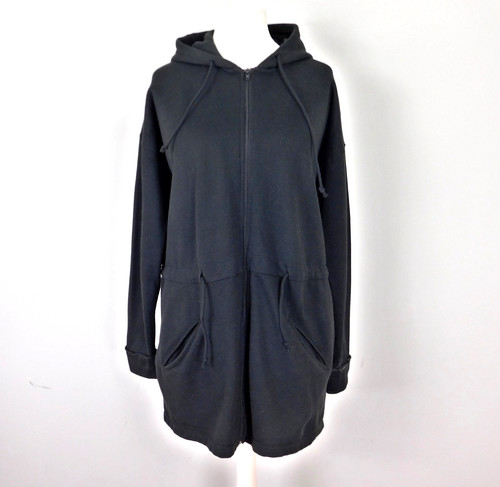 Black longline hoodie zip - zip, up