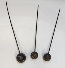 Antique Victorian Gold Pique Faux Tortoise Shell Hatpins