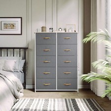 Grey 10 Drawer Fabric Dresser