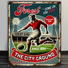 PERSONALISED NOTTINGHAM FOREST FOOTBALL FANS NOSTALGIA VINTAGE SIGN RNV20