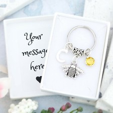 Bee Keyring, Personalised Gift, Bee Gifts, Cute Bumble Bee Charm, Queen Bee
