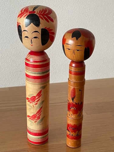 Sakunami kokeshi pair kenichi - kokeshi,