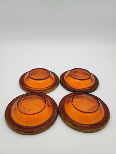 Vtg amber glass brass - amber,