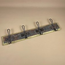 Rustic Wall Coat Rack Reclaimed Wood Metal Hooks Vintage Indian Hallway Entryway