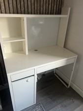 White Computer Desk Office with Draws and Storage And Shelves