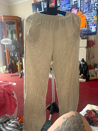 George cream linen trousers - linen,