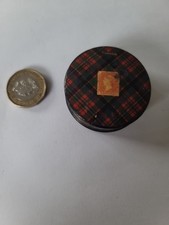 Victorian Tartanware Stamp Box – Cameron Clan – Round Lidded 19thC c.1880