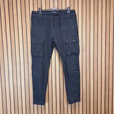 Hollister Cargo Joggers Black Mens XL 36 Stretch Cotton Ankle Cuff